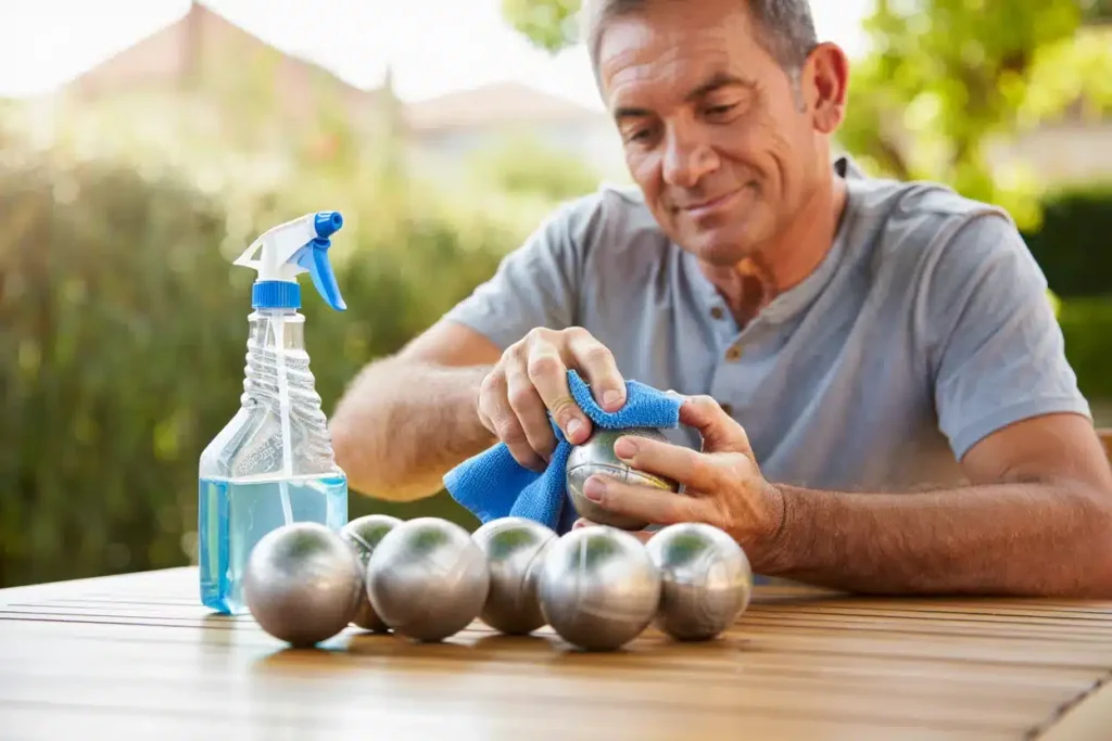 nettoyer boules de pétanque