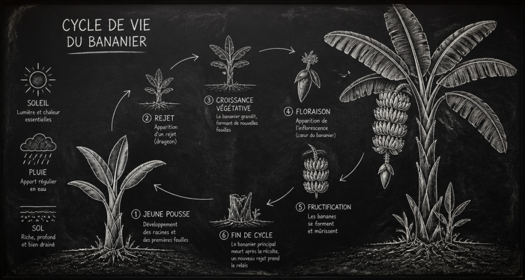 en combien de temps pousse un bananier illustration cycle