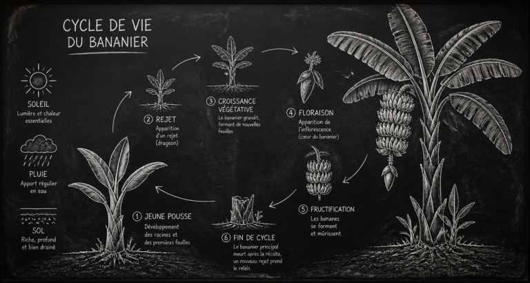 en combien de temps pousse un bananier illustration cycle