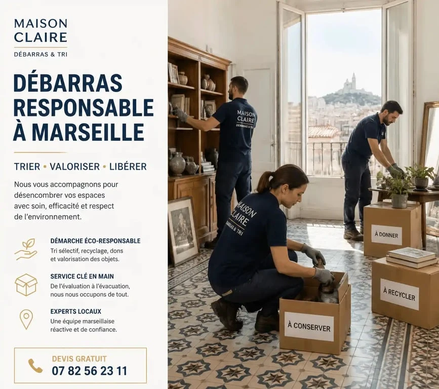 Service de vide maison professionnel à Marseille intervenant dans un appartement ancien.