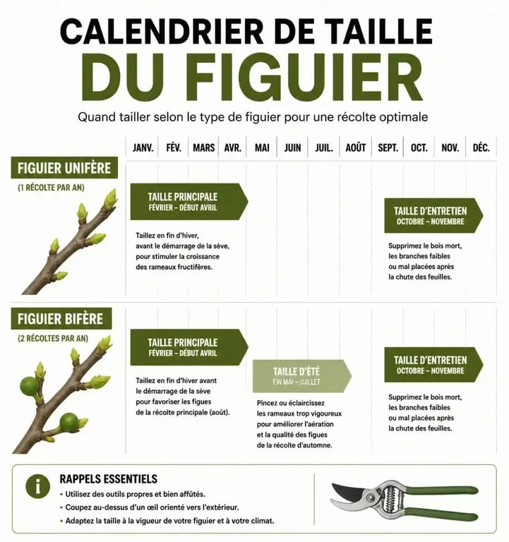 Calendrier et guide pour savoir quand tailler un figuier unifère ou bifère