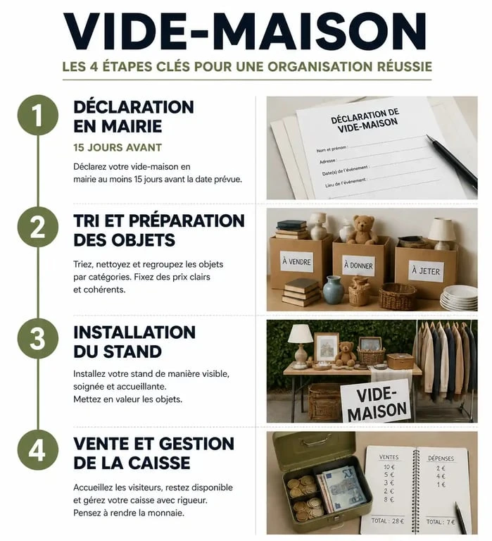 Infographie des étapes pour organiser un vide-maison 35 en Ille-et-Vilaine