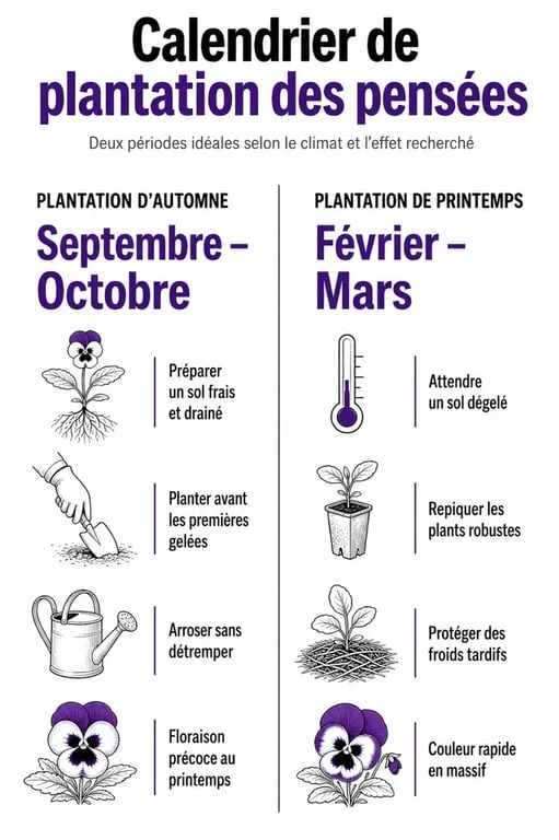 Calendrier de plantation des pensées : quand planter vos fleurs pour une floraison optimale