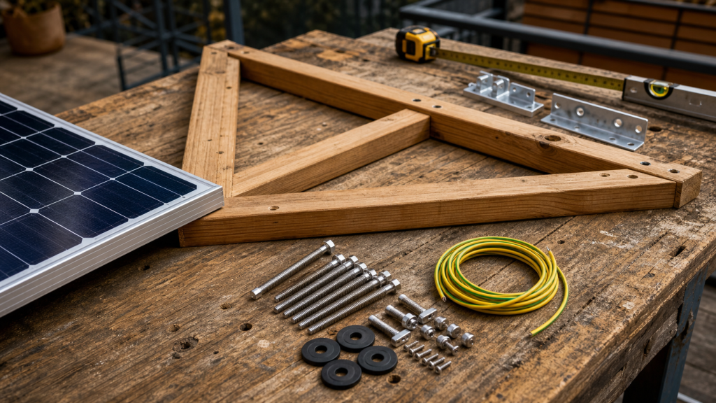 Fabriquer support panneau solaire bois : structure inclinée 30°
