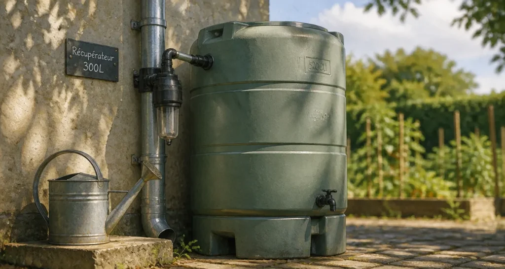 recuperateur eau de pluie 300l pour arroser 50 m² sans gaspiller
