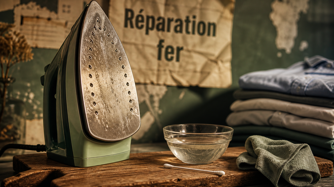 Réparation fer à repasser : tests diagnostic sur semelle tachée