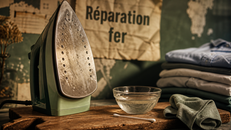 Réparation fer à repasser : tests diagnostic sur semelle tachée