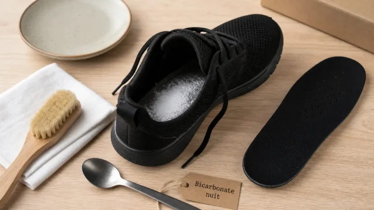 Bicarbonate de soude chaussure : poudre contre les odeurs, brosse et chiffon