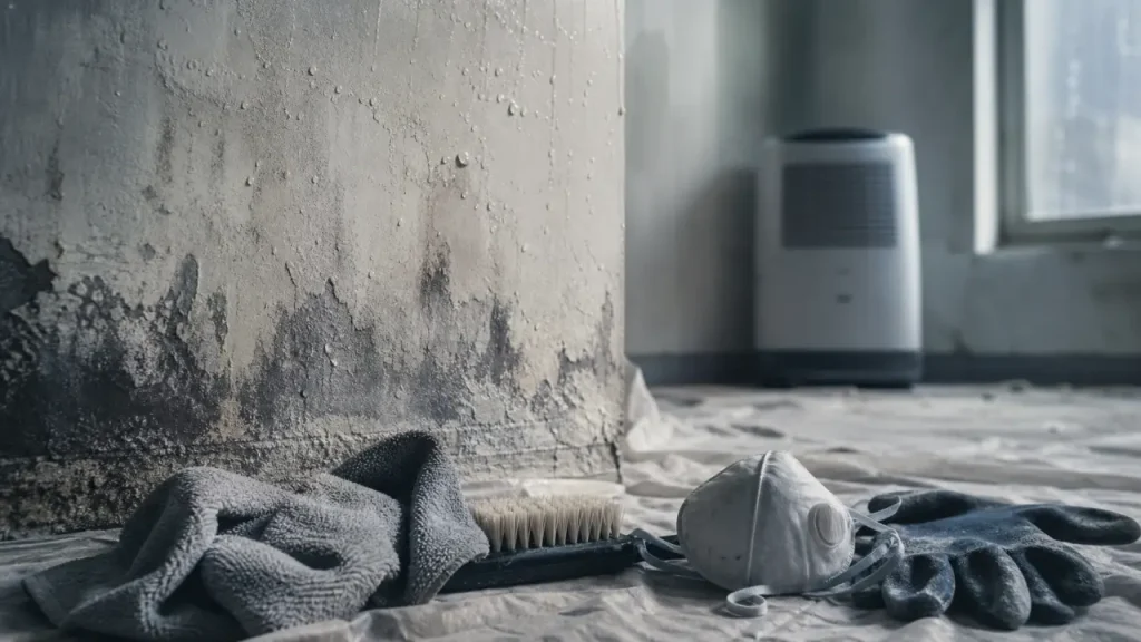 Moisi mur : taches et humidité sur un mur intérieur