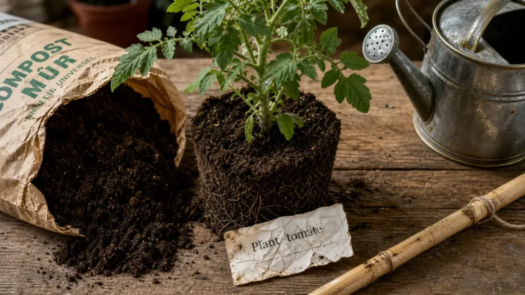 Plant tomate en pot, préparation mi-mai pleine terre