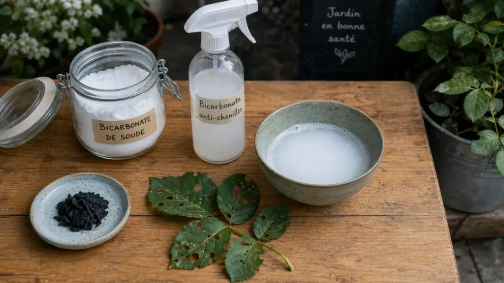 Bicarbonate pour tuer chenilles sur rosier, préparation anti-chenilles