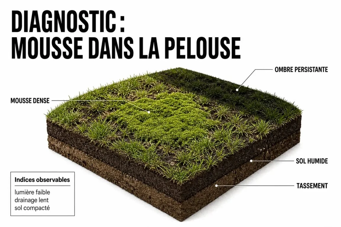 Remède de grand-mère pour enlever la mousse dans la pelouse : diagnostic des causes dans le gazon