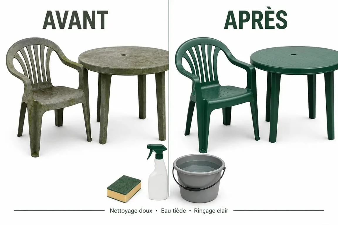 Comment raviver un salon de jardin en plastique vert : avant/après du nettoyage et du ravivage