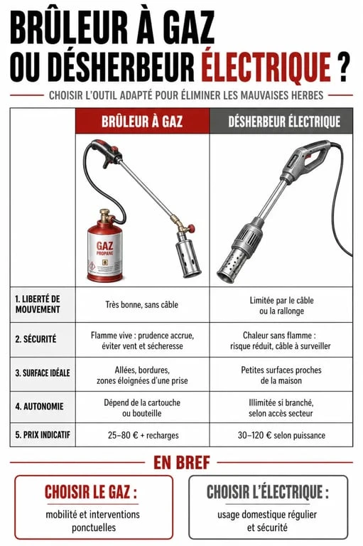 Comparatif bruleur pour mauvais herbe gaz ou électrique pour désherber une allée et une terrasse