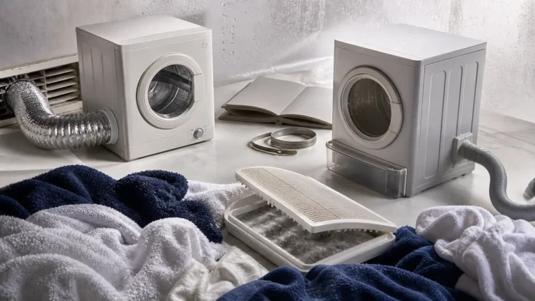 Sèche-linge à condensation ou à évacuation : la différence qui change l’installation, l’entretien et la facture Sèche linge condensation ou évacuation différence : bac et tuyau vs air évacué
