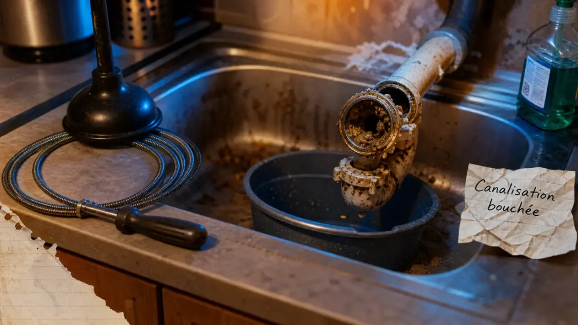 Canalisation bouchée : ventouse et furet pour déboucher un évier