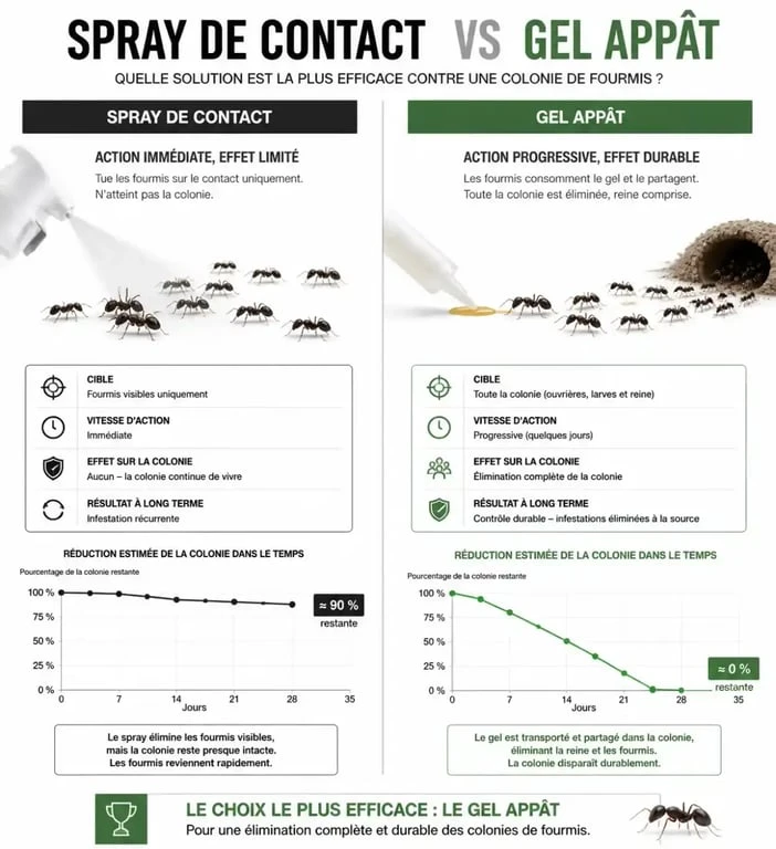 Comparatif entre spray et gel appât pour produit pour tuer les fourmis