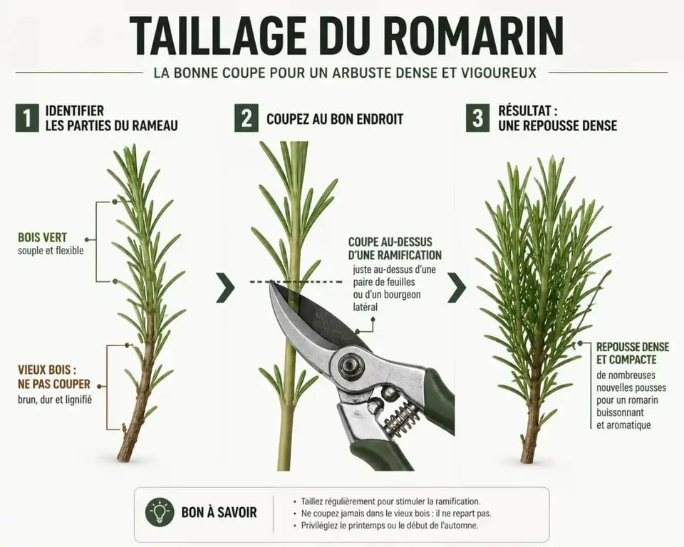 Taillage romarin : distinguer le bois vert du vieux bois avant la coupe