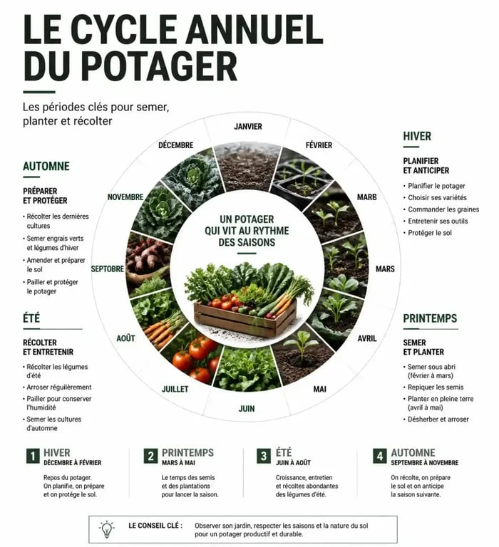 Calendrier des plantations potager : cycle annuel des semis et récoltes
