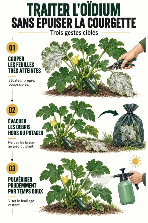 Gestes pratiques du traitement oidium courgette au potager