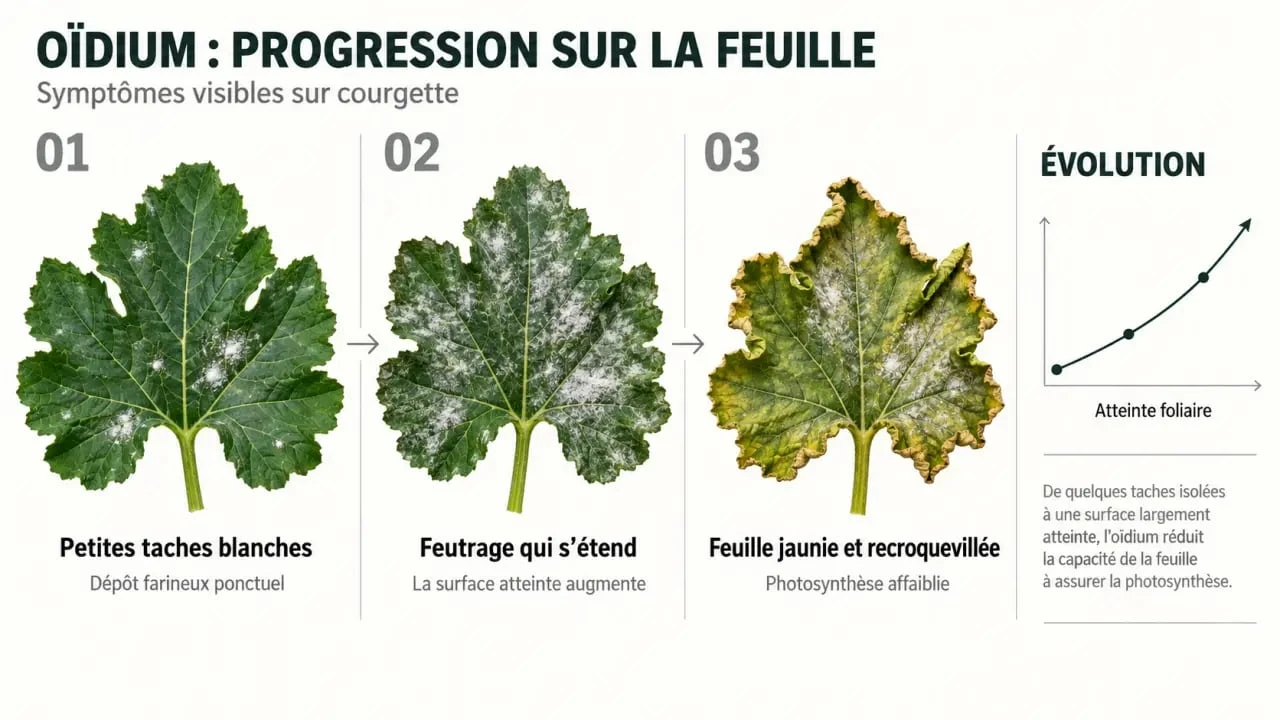Reconnaître les symptômes pour choisir un traitement oidium courgette