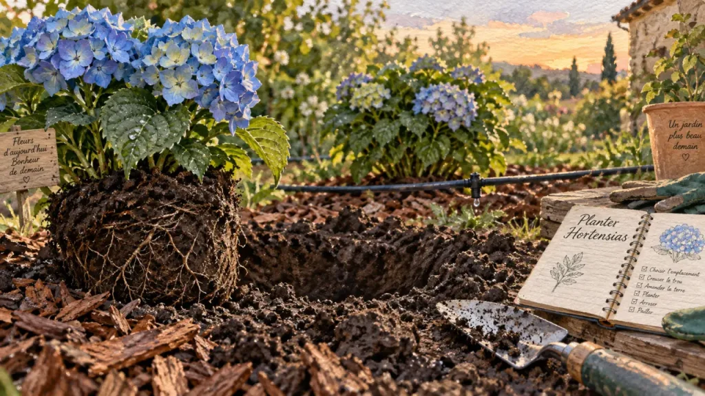 Planter des hortensias : mauvais emplacement, terre humide et arrosage goutte à goutte