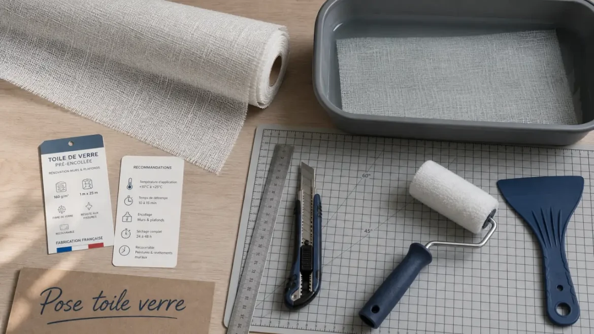 Toile de verre murale : préparer le support, poser les lés et peindre après séchage Pose toile de verre murale : préparation du support et pose des lés