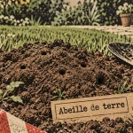 Abeille de terre danger : monticule de terre et entrée de galerie