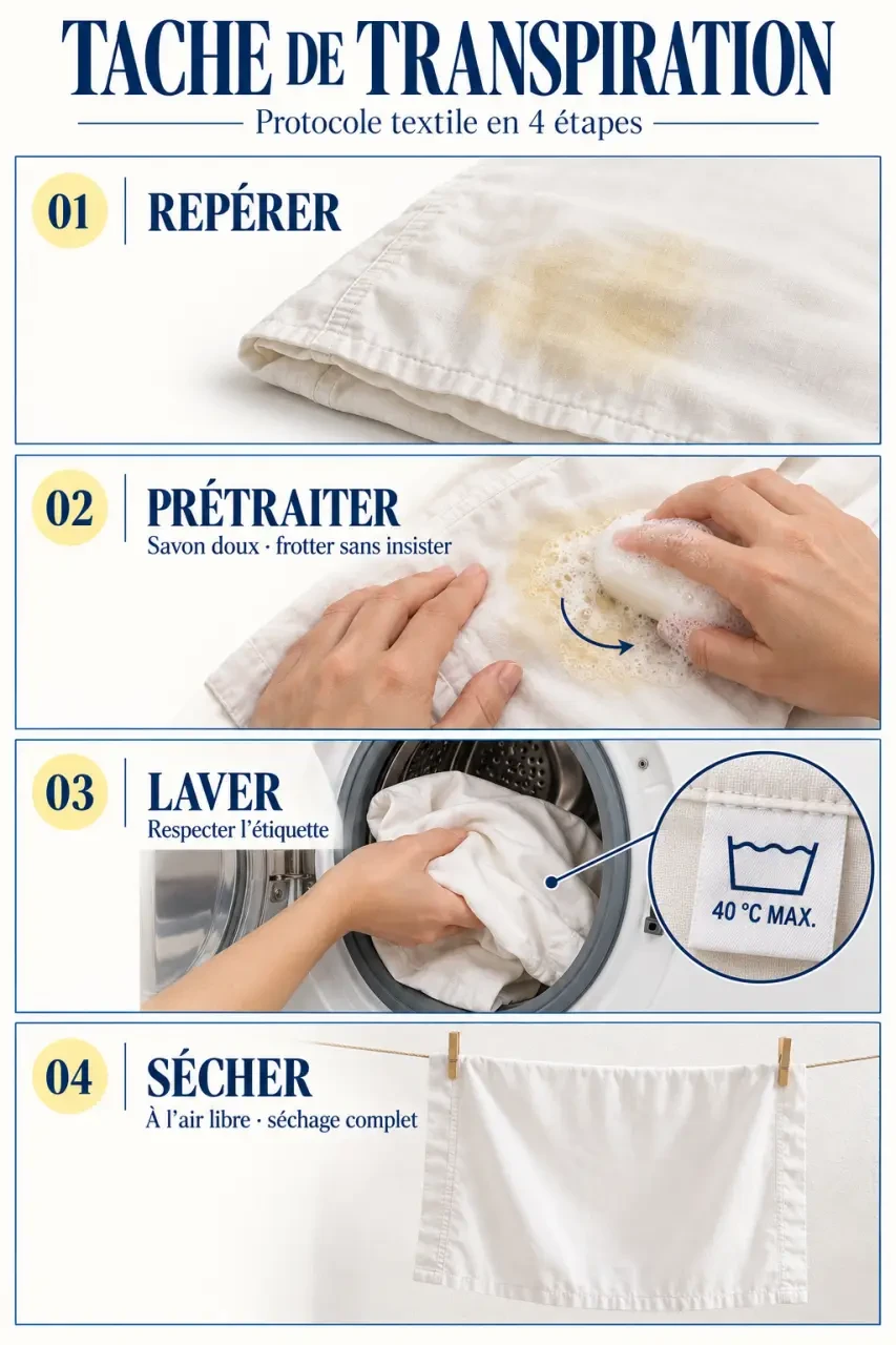 Étapes pour traiter une taie oreiller jauni transpiration avant le lavage