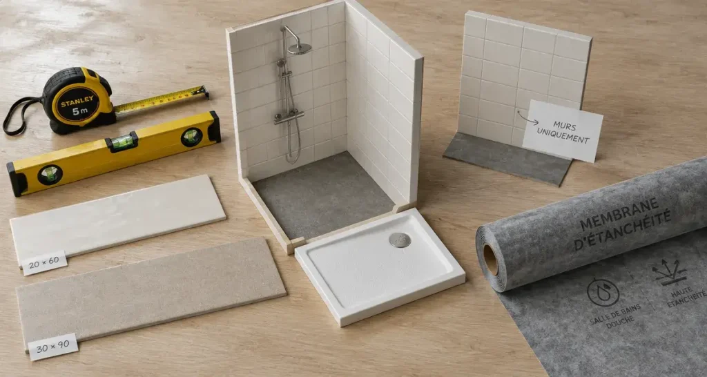 Faïence pour douche grands formats : moins de joints, entretien facile